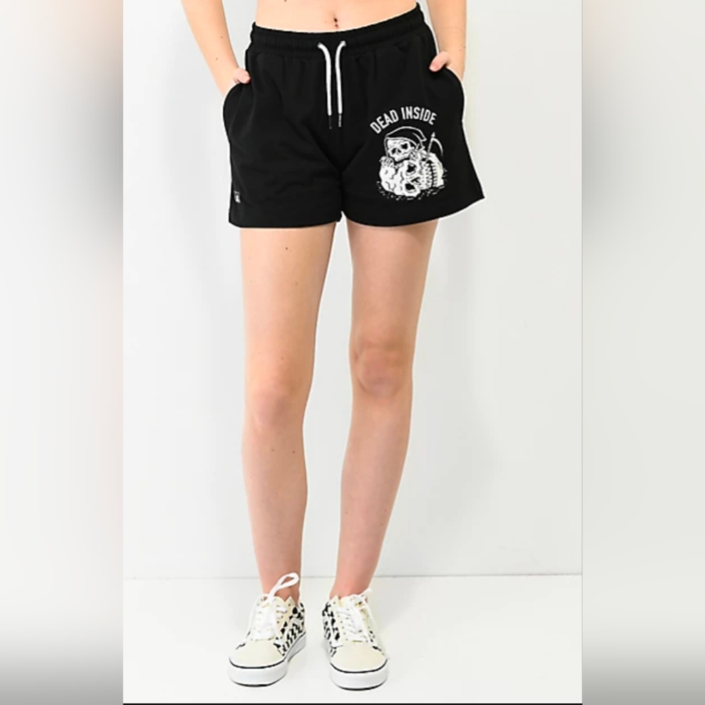 Lurking Class By Sketchy Tank Women's Dead Inside Black Sweat Shorts Size Medium